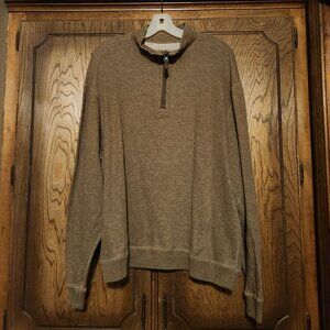 Cermieux 1/4" Zip Men's Size Medium Tan Pullover With Elbow Patch